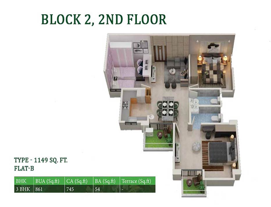 Block 2, 2nd floor of flat B