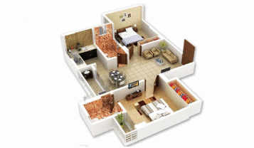  Indicative isometric view of a 2BHK apartment in Protech Galaxy, Bhetapara, Guwahati.
